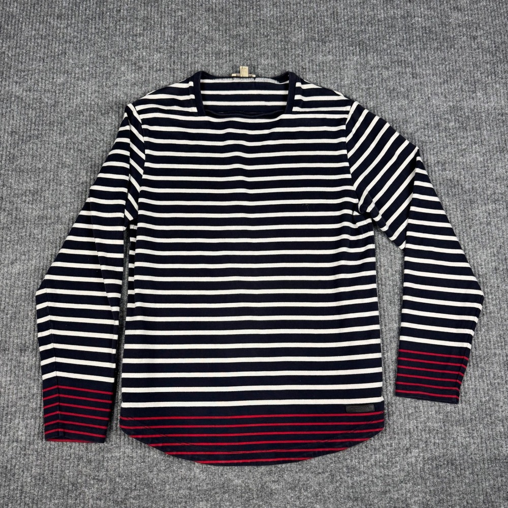 Burberry Brit Pullover Womens M Cotton Long Sleeve Blue Striped square Neck Prep